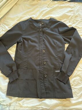Scrubs Jacket - Black Women's Medical Button-Up XS